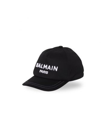Kids Black Embroidered-Logo Cap
