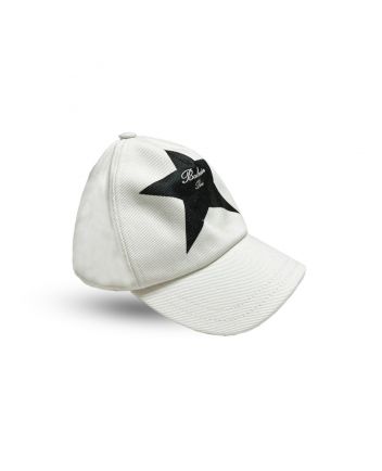 Kids White Star-Patch Logo Cap