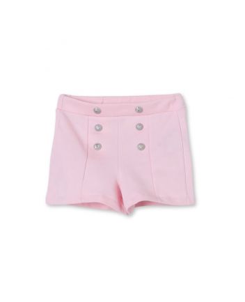Baby Girls Pink Button-Detailed Shorts
