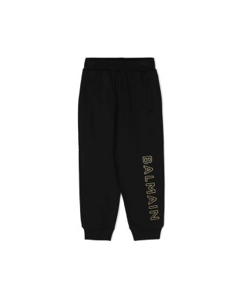 Boys Black Embroidered-Logo Trouser