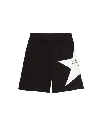 Boys Black Cotton Star Shorts