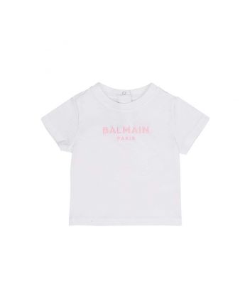 Baby Girls White Logo-Print Cotton T-Shirt