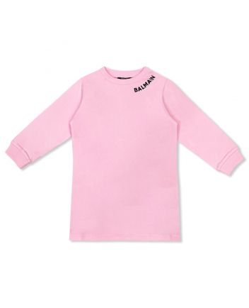 Girls Pink Cotton Sweatshirt Dress