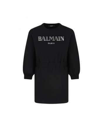 Girls Black Logo-Embroidered Sweatshirt Dress