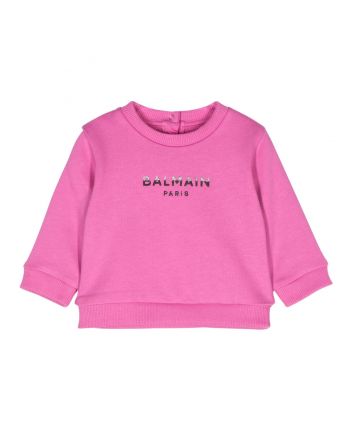 Baby Girls Pink Logo-Embossed Sweatshirt
