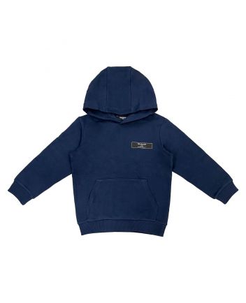 Boys Navy Blue Logo-Patch Hoodie