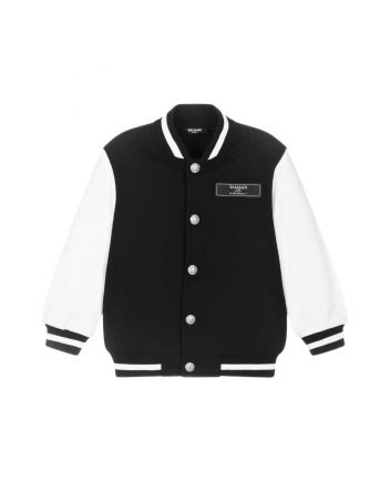 Boys Black & White Cotton Bomber Jacket