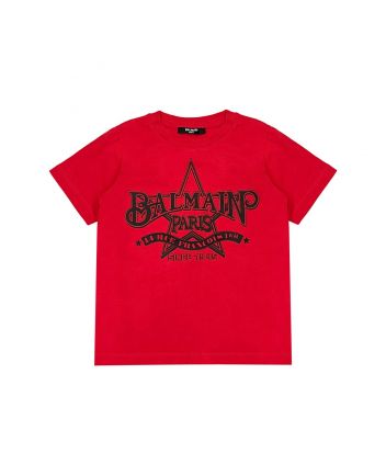 Boys Red Logo-Print Cotton T-Shirt