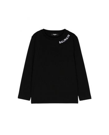 Unisex Black Cotton Embroidered Logo T-Shirt