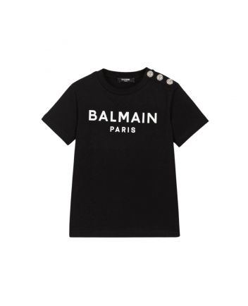 Unisex Black Balmain Paris Cotton T-Shirt