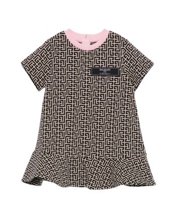 Baby Girls Black & Pink Jacquard Dress Set