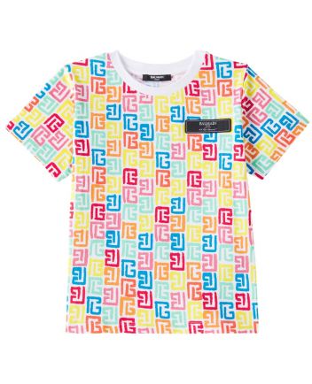 Girls Multi-Color Monogram-Print T-shirt Dress