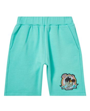 Boys Sea Green Beach-Patch Cotton Shorts