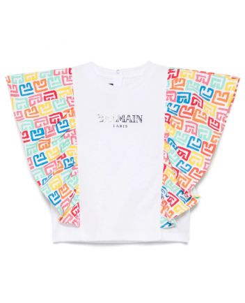 Girls White Logo-Print Cotton Top