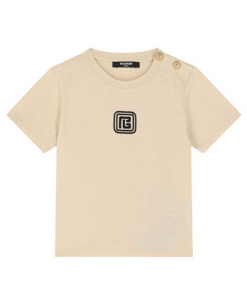 Baby Boys Beige Logo-Print T-Shirt