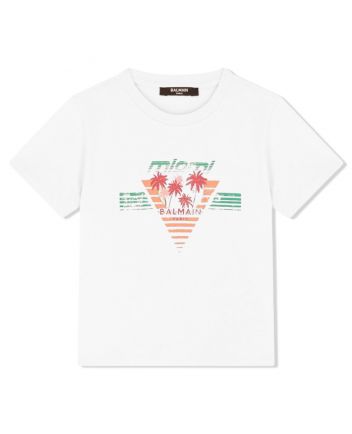 Unisex White Palm Tree-Print T-Shirt