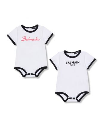 Baby Girls White Logo-Print Romper Set of 2