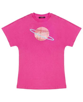Girls Pink Universe Logo-Print T-shirt