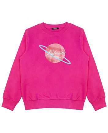 Girls Pink Universe Graphic Logo Sweatshirt