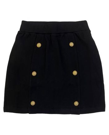 Girls Black Mini-Skirt With Gold-Toned