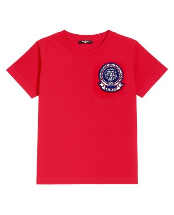 Boys Red Logo-Patch T-shirt