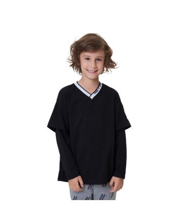 Printed LS Tee, black