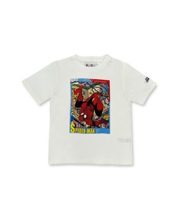Boys White Cotton Spiderman T-Shirt