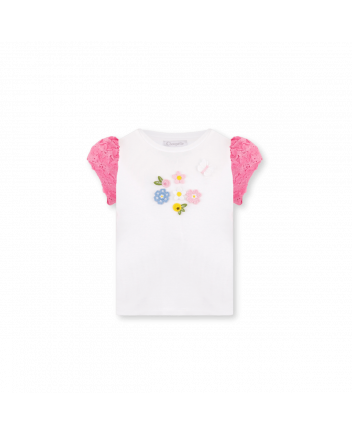 Textured Sleeves Decorated T-Shirt, ecru(62)