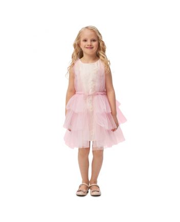 Pleated Mesh Smart Dress, pink