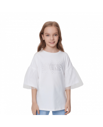 Balloon Sleeves Printed T-Shirt, ecru(128)