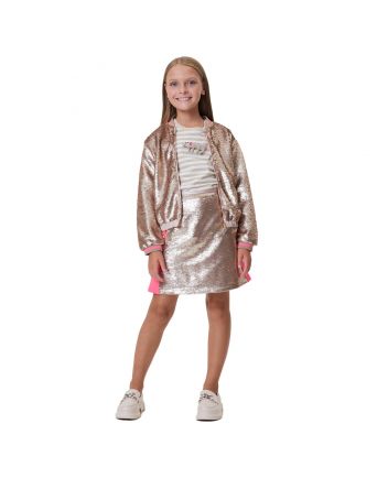 Decorated Sequins Skirt, sand gold