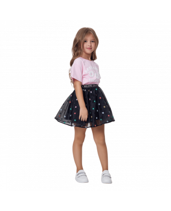 Organza Embroidred Skirt, black(86)