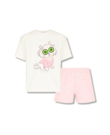 Summer set (t-shirt and shorts) pink/ ecru