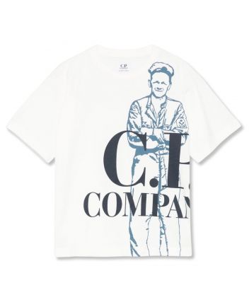 Boys White Graphic Logo-Print T-shirt