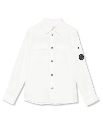 Boys White Lens-Detail Shirt