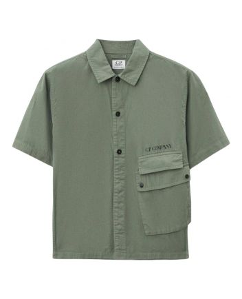 Boys Khakhi Green Logo-Print Shirt
