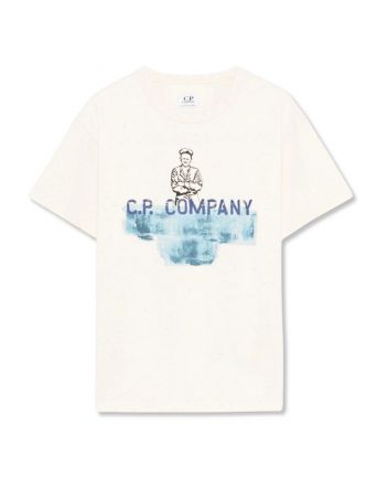 Boys Cream Graphic Logo Print T-shirt