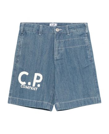 Boys Demin Blue Logo-Print Shorts