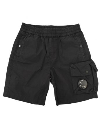Boys Black Logo-Patch Shorts