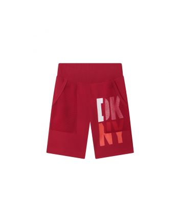 Boys Red Cotton Logo Shorts