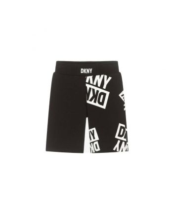 Kids Black Cotton Logo Shorts
