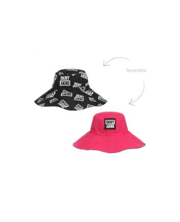 Girls Black and Pink Reversible Sun Hat
