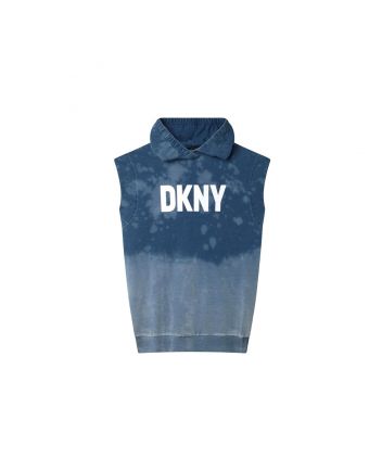 Girls Blue Sleeveless Hooded Dress