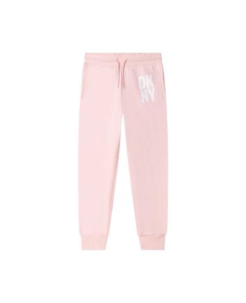Girls Pink Cotton Logo Joggers