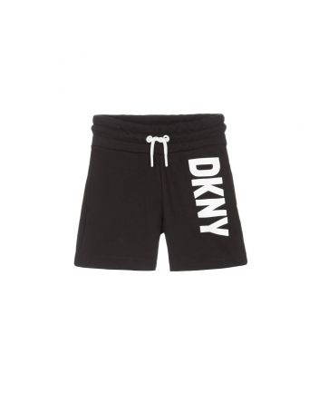 Unisex Black Cotton Logo Shorts