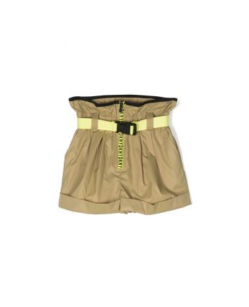 Girls Khaki Green and Yellow Cargo Shorts