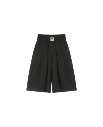 Girls Black Cotton Wide Leg Trousers