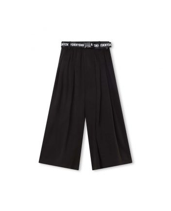Girls Black Viscose Cropped Trousers