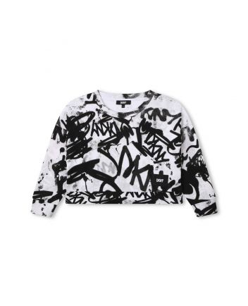 Girls White Cotton Graffiti Sweatshirt