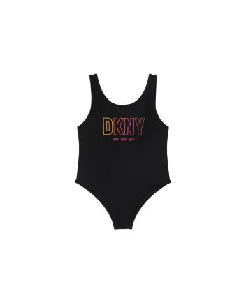 Girls Black Logo Swimsuit